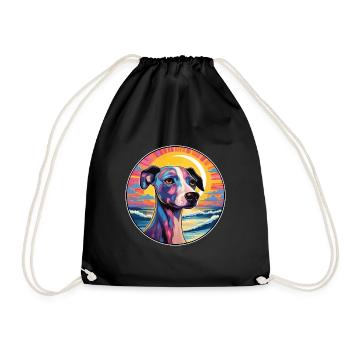 Whippet chien race coloré dessin animé aquarelle - Sac de sport léger - noir - Devant