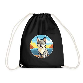 Alaska Klee Kai chien race Cartoon Kawaii Clipart - Sac de sport léger - noir - Devant