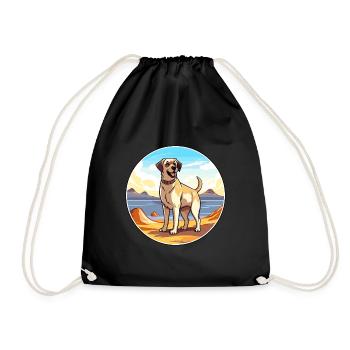 Anatolian Shepherd Dog Breed Cartoon Kawaii Dog - Drawstring Bag - black - Front