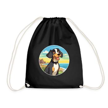 Appenzeller Sennenhund Dog Breed Cartoon Kawaii - Drawstring Bag - black - Front