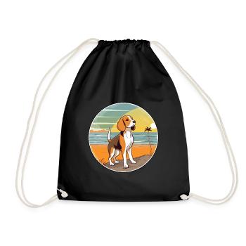 Beagle Harrier Hund Rasse Cartoon Kawaii Clipart - Turnbeutel - Schwarz - Vorne