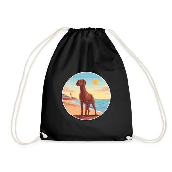 Belgian Pointer Dog Breed Cartoon Kawaii Clipart - Drawstring Bag - black - Front