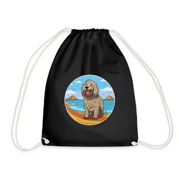 Bergamasco Schäferhund Hund Rasse Cartoon Kawaii Hund - Turnbeutel - Schwarz - Vorne