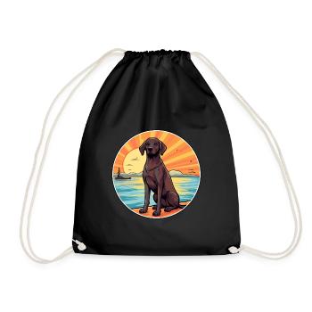 Berger De Beauce Dog Breed Cartoon Kawaii Clipart - Drawstring Bag - black - Front