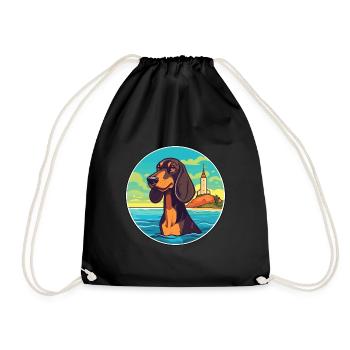 Schwarzwälder Hund Rasse Cartoon Kawaii Hund - Turnbeutel - Schwarz - Vorne
