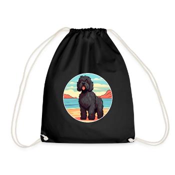 Race de chien Terrier russe noir Cartoon Kawaii Dog - Sac de sport léger - noir - Devant