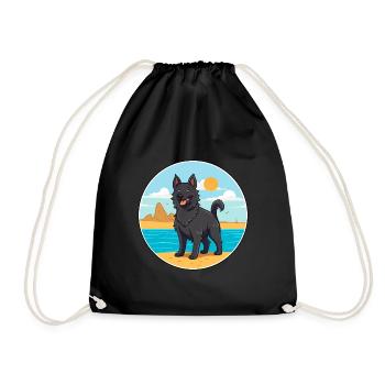 Chien de berger belge chien race Cartoon Kawaii Clipart - Sac de sport léger - noir - Devant
