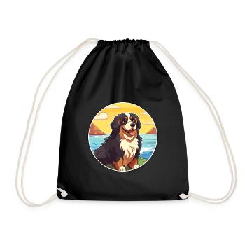 Berner Laufhund Dog Breed Cartoon Kawaii Clipart - Drawstring Bag - black - Front