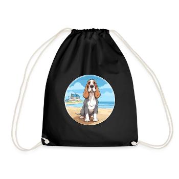 Bleu Gascogne Basset Race Chien Cartoon Kawaii Chien - Sac de sport léger - noir - Devant