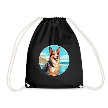 Böhmischer Schäferhund, Rasse, Cartoon, Kawaii, Clipart - Turnbeutel - Schwarz - Vorne