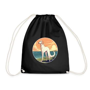Barzoi chien race Cartoon Kawaii Clipart aquarelle - Sac de sport léger - noir - Devant