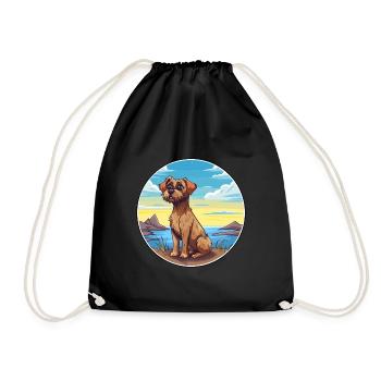Border Terrier chien race Cartoon Kawaii Clipart - Sac de sport léger - noir - Devant