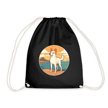 Canaan chien race dessin animé Kawaii Clipart aquarelle - Sac de sport léger - noir - Devant