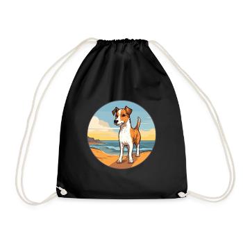 Chilean Fox Terrier Dog Breed Cartoon Kawaii Dog - Drawstring Bag - black - Front