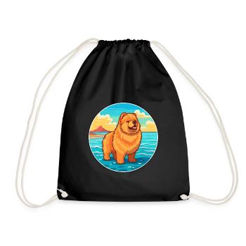Chow Chow Hund Rasse Cartoon Kawaii Clipart Hund Haustier - Turnbeutel - Schwarz - Vorne