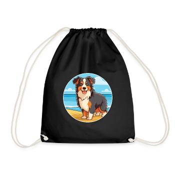Collie chien race dessin animé Kawaii Clipart aquarelle - Sac de sport léger - noir - Devant
