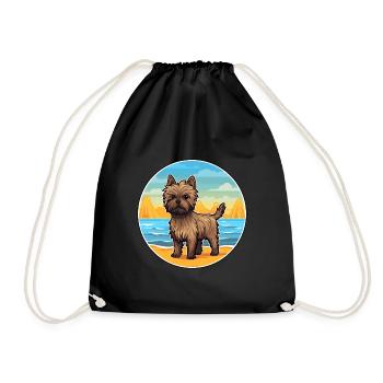 Cairn Terrier Hund Rasse Cartoon Kawaii Clipart Hund - Turnbeutel - Schwarz - Vorne