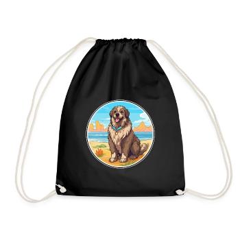 Caucasian Shepherd Dog Breed Cartoon Kawaii Dog - Drawstring Bag - black - Front