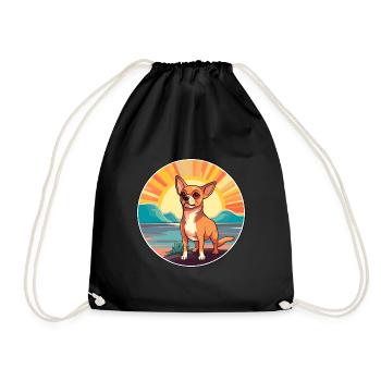 Chihuahua Dog Breed Cartoon Kawaii Clipart Dog Pet - Drawstring Bag - black - Front