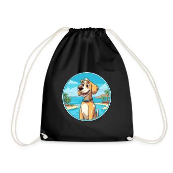 Cierny Sery Dog Breed Cartoon Kawaii Clipart Dog - Drawstring Bag - black - Front