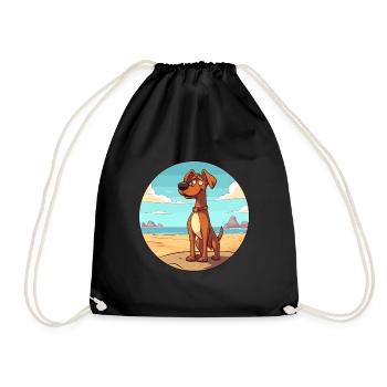 Cimarron Uruguayo Dog Breed Cartoon Kawaii Clipart - Drawstring Bag - black - Front