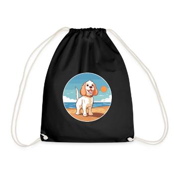 Clumber Spaniel chien race Cartoon Kawaii Clipart - Sac de sport léger - noir - Devant