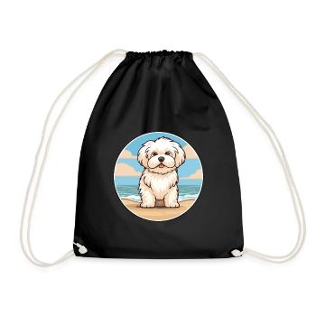 Coton De Tuléar chien race Cartoon Kawaii Clipart - Sac de sport léger - noir - Devant