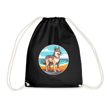 Czechoslovakian Wolfdog Dog Breed Cartoon Kawaii - Drawstring Bag - black - Front