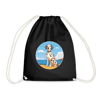 Dalmatiner Hund Rasse Cartoon Kawaii Clipart Hund Haustier - Turnbeutel - Schwarz - Vorne
