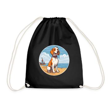 Dutch Smoushond Dog Breed Cartoon Kawaii Clipart - Drawstring Bag - black - Front