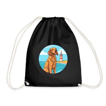 Fauve De Bretagne Dog Breed Cartoon Kawaii Clipart - Drawstring Bag - black - Front