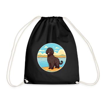 Frison chien d’eau race Cartoon Kawaii Clipart chien - Sac de sport léger - noir - Devant