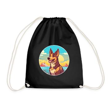 Garafian Shepherd Dog Breed Cartoon Kawaii Clipart - Drawstring Bag - black - Front