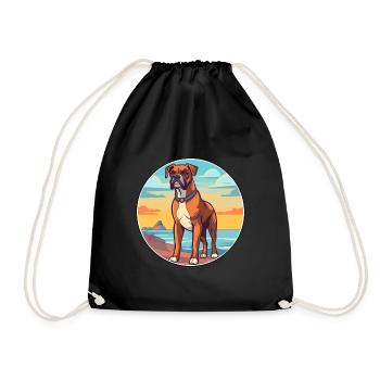 Chien allemand Boxer race Cartoon Kawaii Clipart chien - Sac de sport léger - noir - Devant