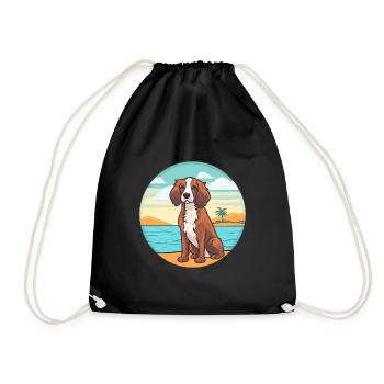 German Spaniel Dog Breed Cartoon Kawaii Clipart - Drawstring Bag - black - Front