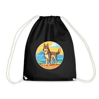 Chien-loup tchécoslovaque race chien dessin animé Kawaii chien - Sac de sport léger - noir - Devant