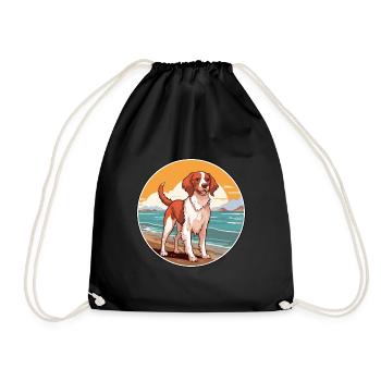 Français Bretagne chien race Cartoon Kawaii Clipart - Sac de sport léger - noir - Devant