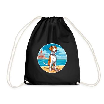 Grand Anglo Francais Dog Breed Cartoon Kawaii Dog - Drawstring Bag - black - Front