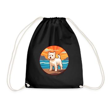 Chien Terrier Blanc Anglais Race Cartoon Kawaii Chien - Sac de sport léger - noir - Devant