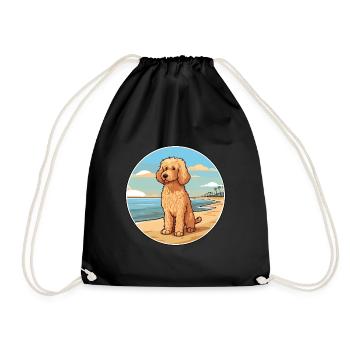 Goldendoodle Hund Rasse Cartoon Kawaii Clipart Hund - Turnbeutel - Schwarz - Vorne