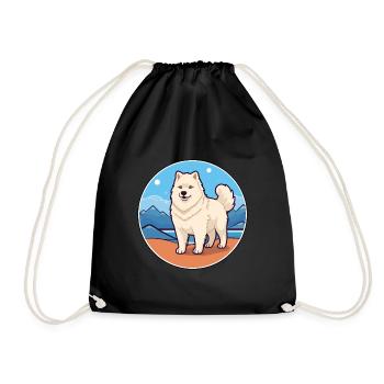 Greenland Dog Breed Cartoon Kawaii Clipart Dog Pet - Drawstring Bag - black - Front