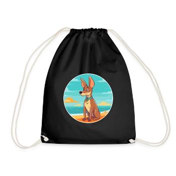 Hare Indian Dog Breed Cartoon Kawaii Clipart Dog - Drawstring Bag - black - Front