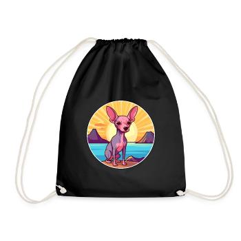 Inka Haarloser Hund Rasse Cartoon Kawaii Clipart Hund - Turnbeutel - Schwarz - Vorne
