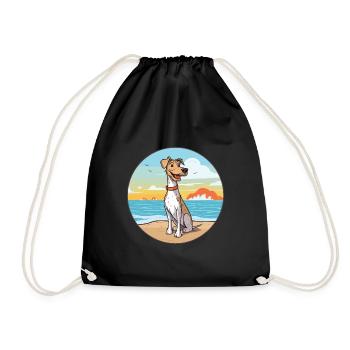 Möwe Terrier Hund Rasse Cartoon Kawaii Clipart Hund - Turnbeutel - Schwarz - Vorne