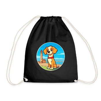 Italien Volpino chien race Cartoon Kawaii Clipart - Sac de sport léger - noir - Devant