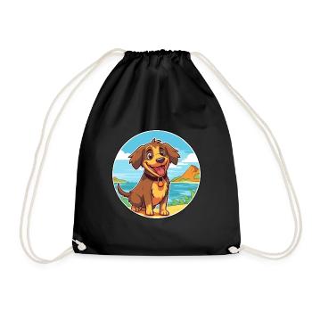 Kai Ken Dog Breed Cartoon Kawaii Clipart Dog Pet - Drawstring Bag - black - Front