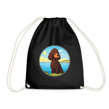 Irischer Wasserspaniel Hund Rasse Cartoon Kawaii Hund - Turnbeutel - Schwarz - Vorne