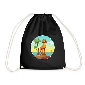 Majestic Tree Hound Dog Breed Cartoon Kawaii Dog - Drawstring Bag - black - Front