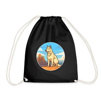 Karst Shepherd Dog Breed Cartoon Kawaii Clipart - Drawstring Bag - black - Front