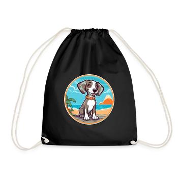 Koolie chien race dessin animé Kawaii Clipart aquarelle - Sac de sport léger - noir - Devant